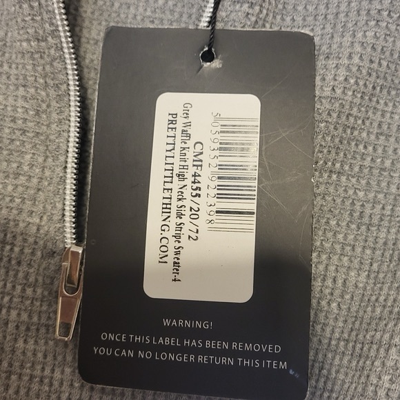 NWT PrettyLittleThing Waffle Knit High Neck Sweatshirt - Picture 7 of 8